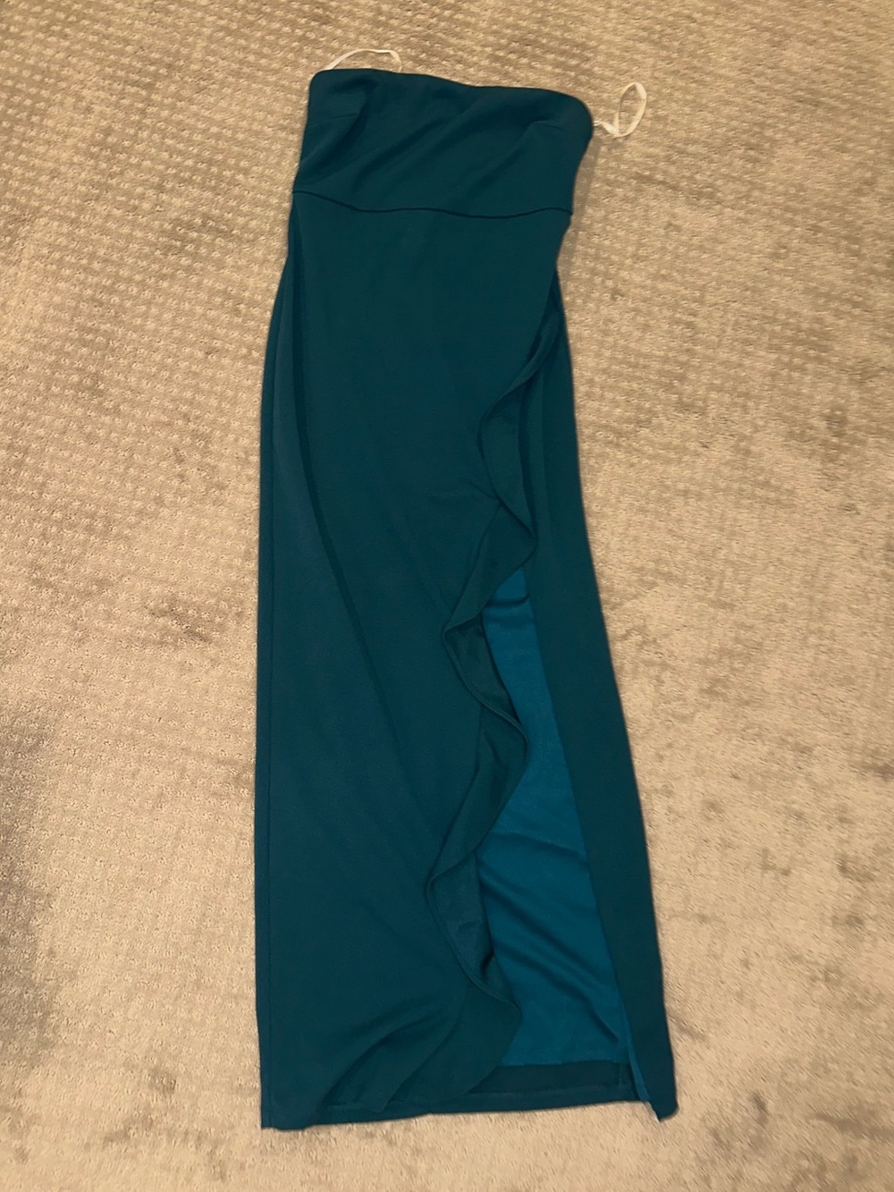 Lulu's Teal Party Dress with Side Ruffle Detail